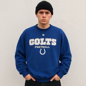 Indianapolis Colts Sweatshirt Mens 2XL Blue Vintage Lee NFL Football Crewneck